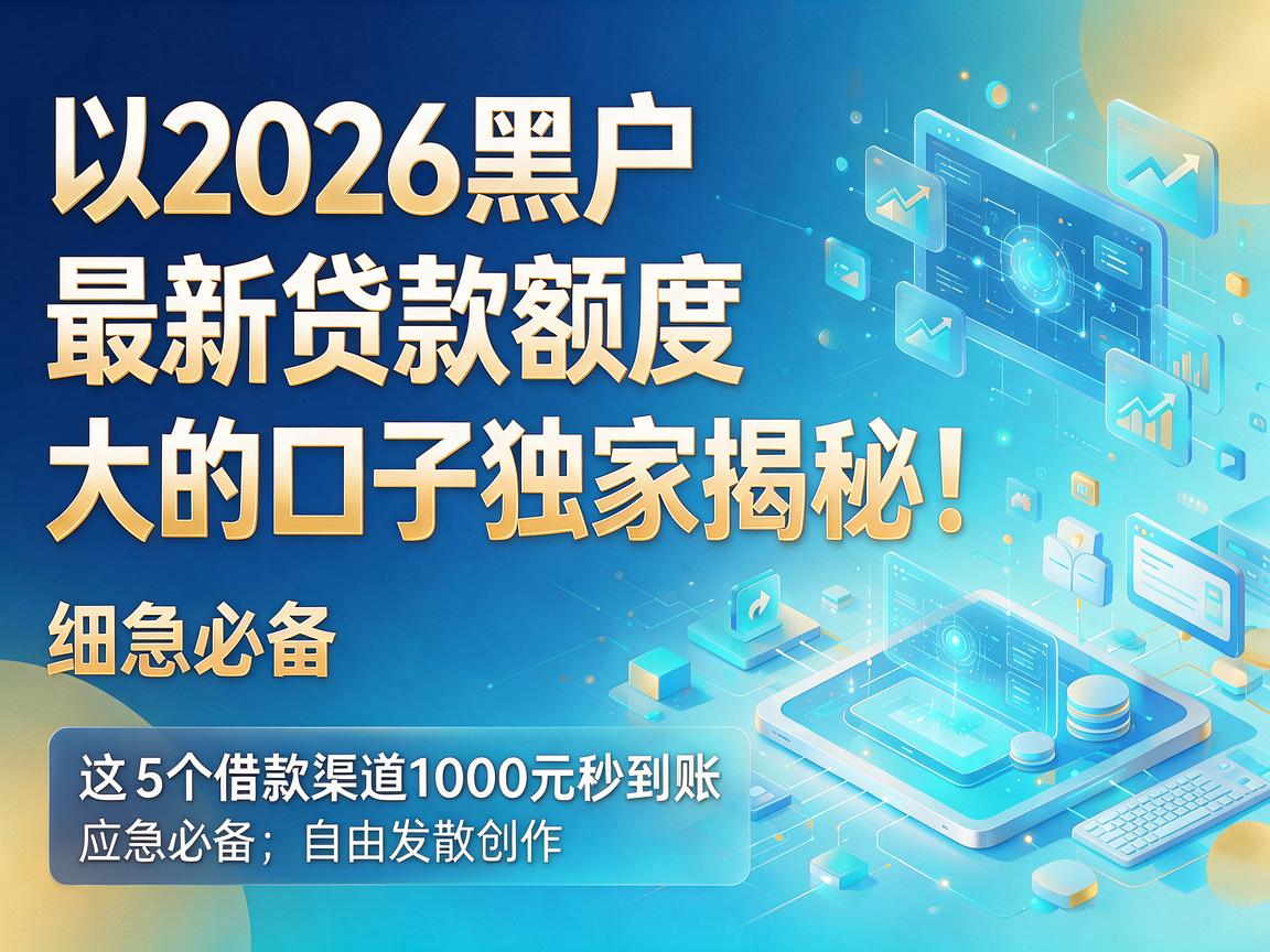 2026黑户最新贷款额度大的口子独家揭秘!这5个借款渠道1000元秒到账,应急必备