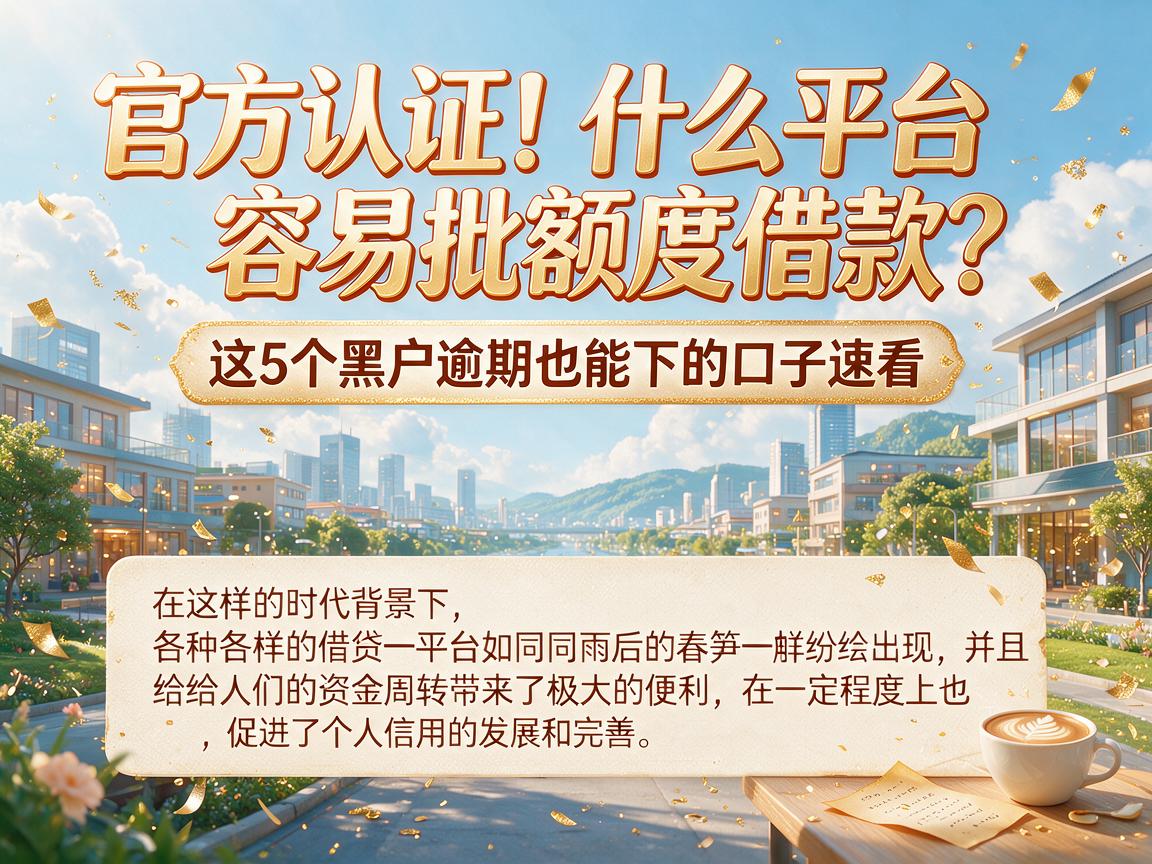 官方认证！什么平台容易批额度借款？这5个黑户逾期也能下的口子速看