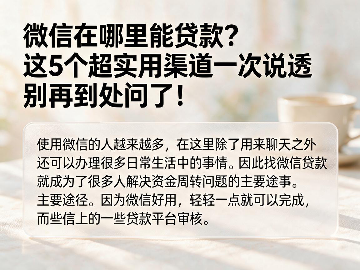 微信在哪里能贷款？这5个超实用渠道一次说透，别再到处问了！
