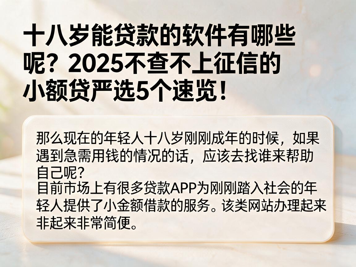 十八岁能贷款的软件有哪些呢？2025不查不上征信的小额贷严选5个速览！