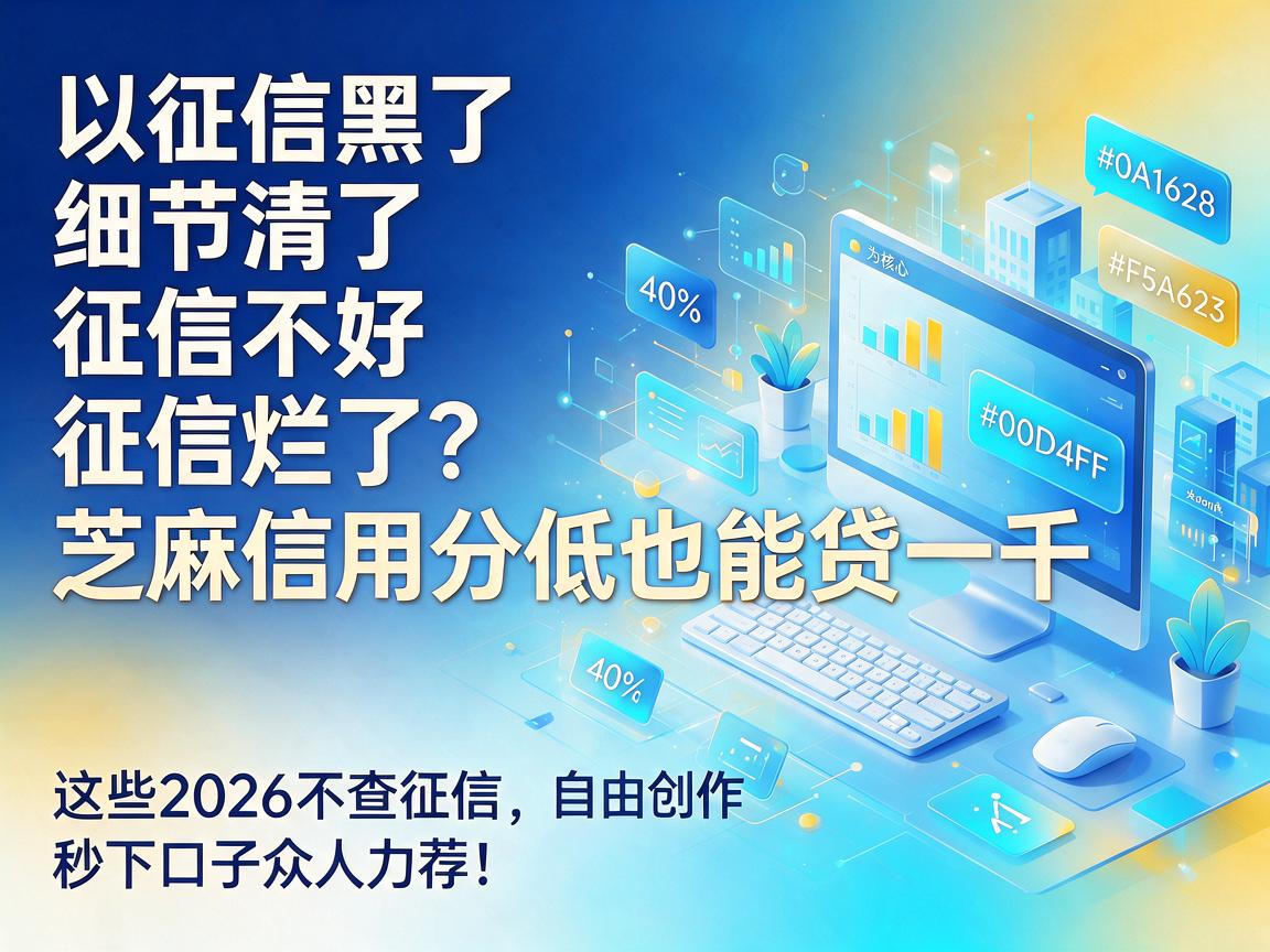 征信黑了、征信不好、征信烂了?芝麻信用分低也能贷一千,这些2026不查征信秒下口子众人力荐!