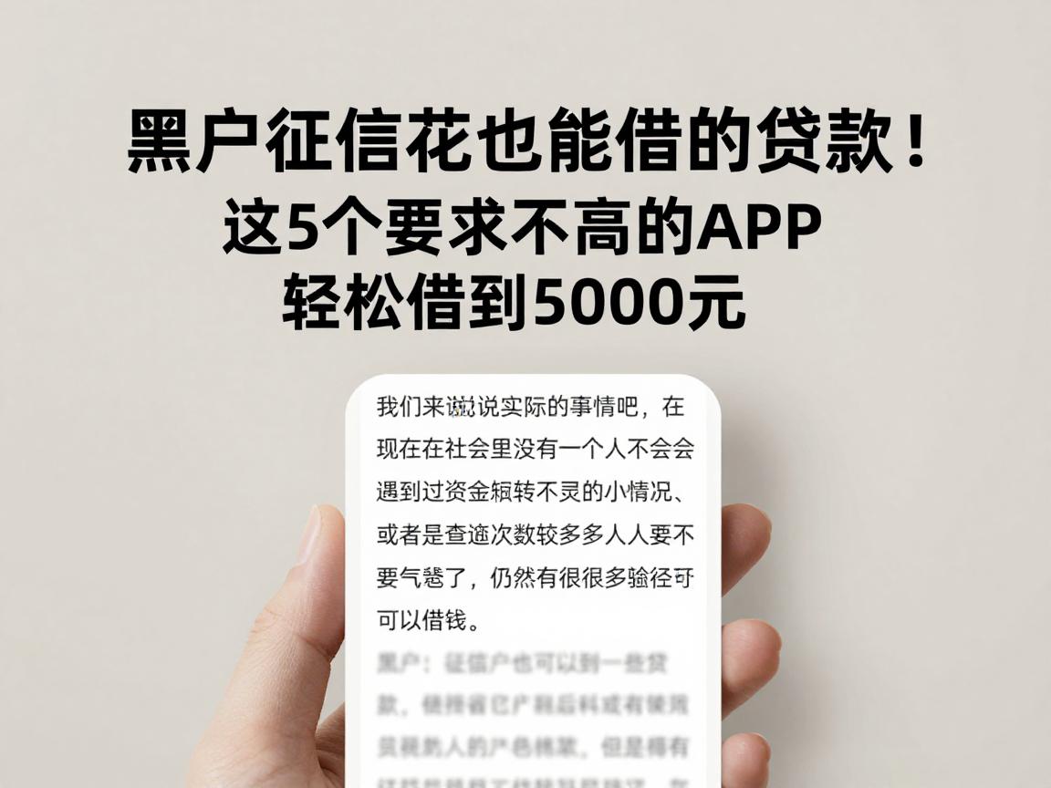 黑户征信花也能借的贷款！这5个要求不高的APP，轻松借到5000元
