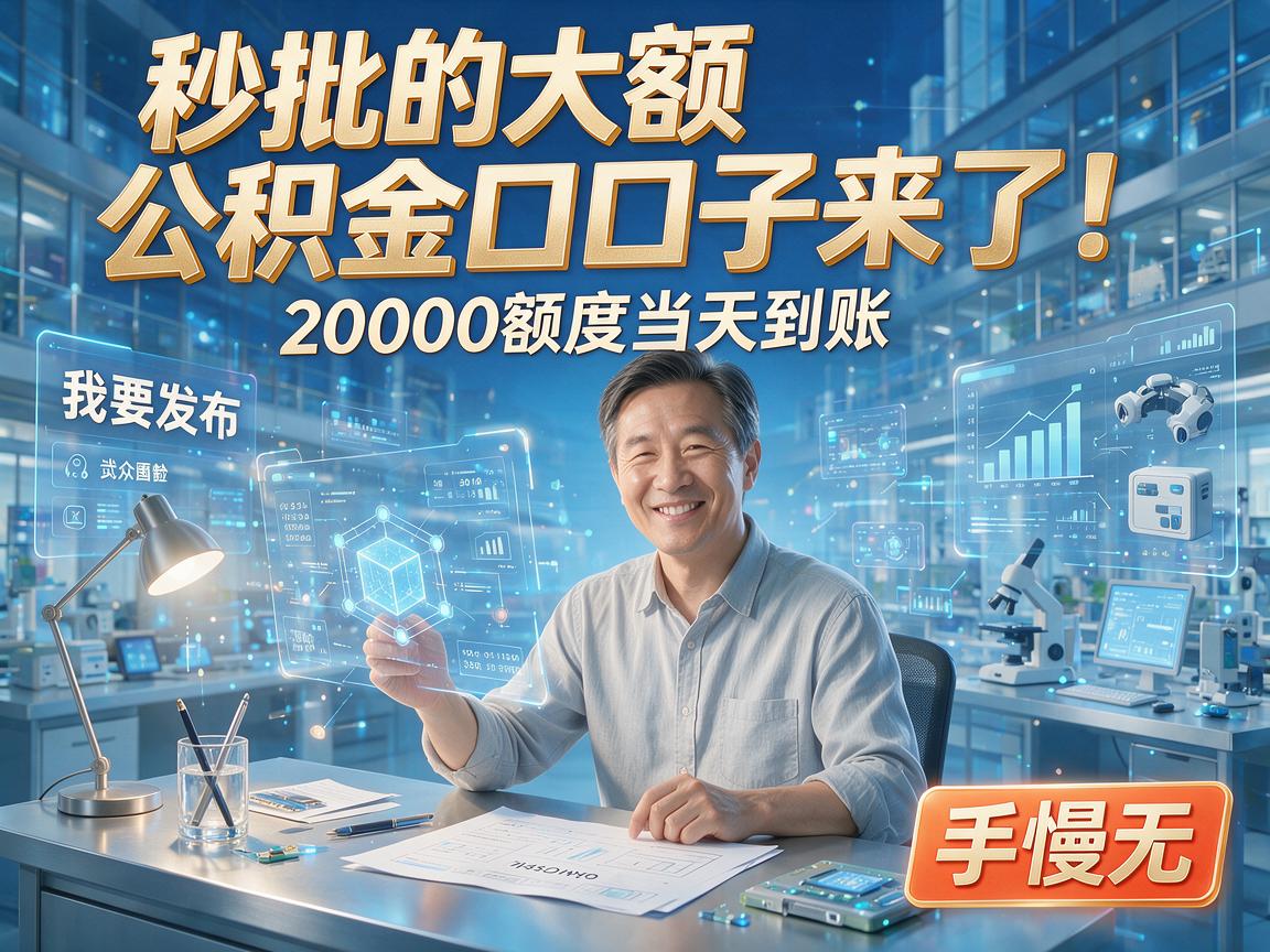 秒批的大额公积金口子来了！20000额度当天到账，手慢无