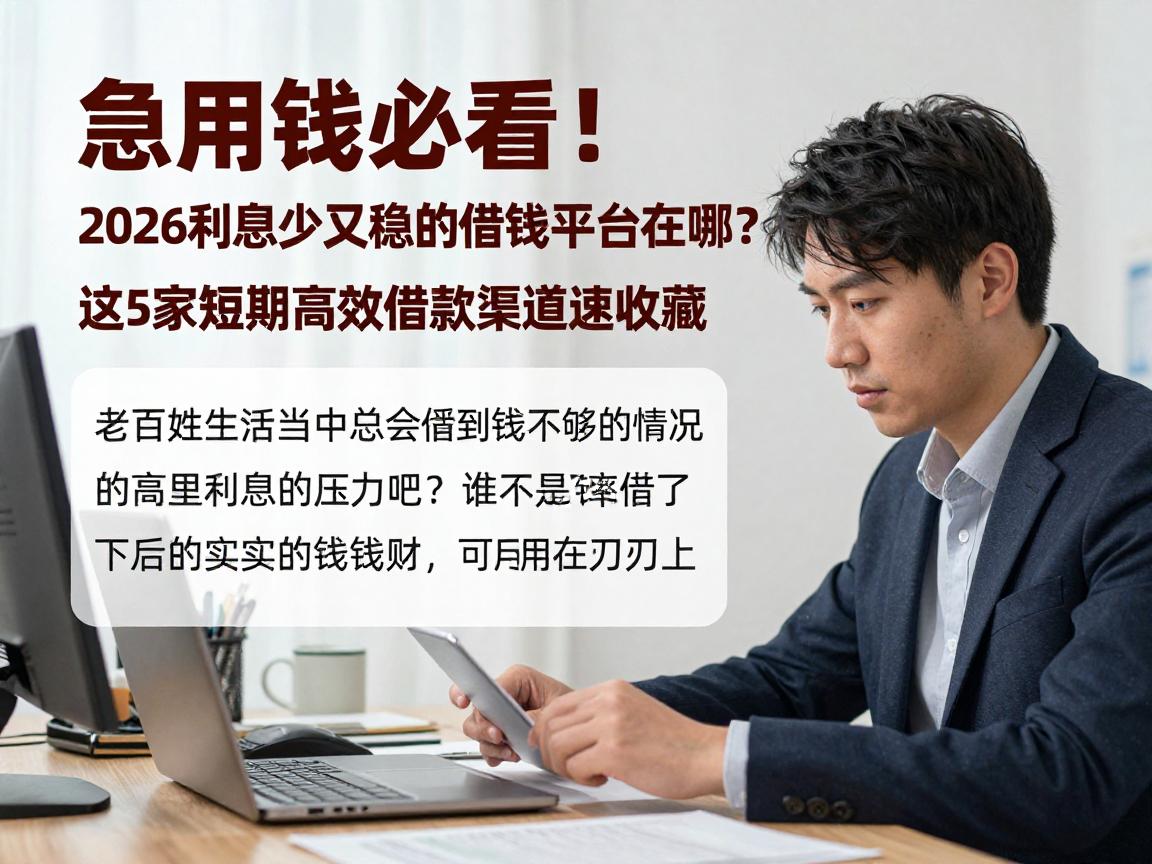 急用钱必看！2026利息少又稳的借钱平台在哪？这5家短期高效借款渠道速收藏