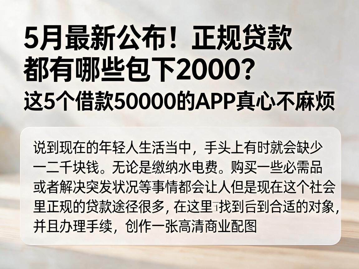 5月最新公布！正规贷款都有哪些包下2000？这5个借款50000的APP真心不麻烦