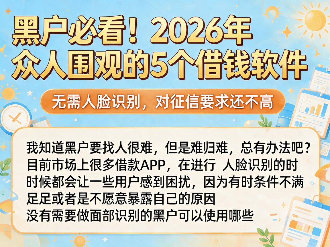黑户必看!2026年众人围观的5个借钱软件,无需人脸识别,对征信要求还不高