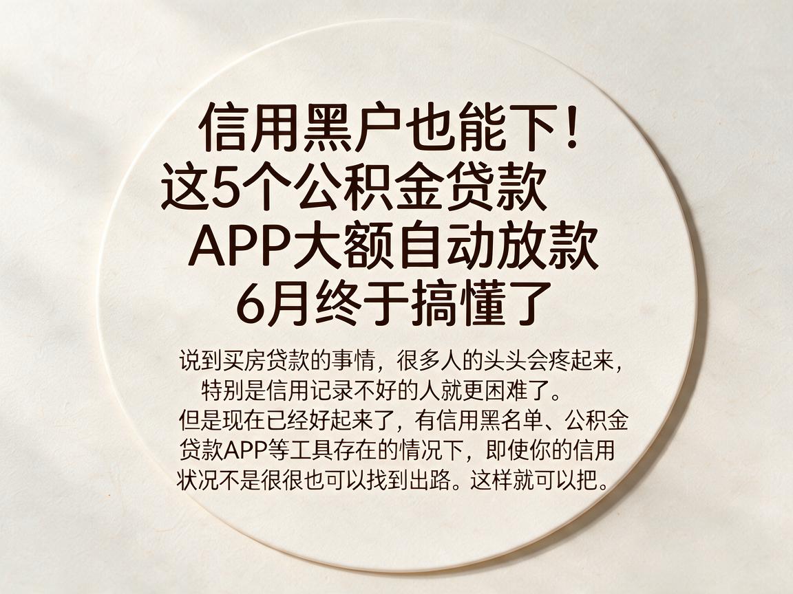 信用黑户也能下！这5个公积金贷款APP大额自动放款，6月终于搞懂了