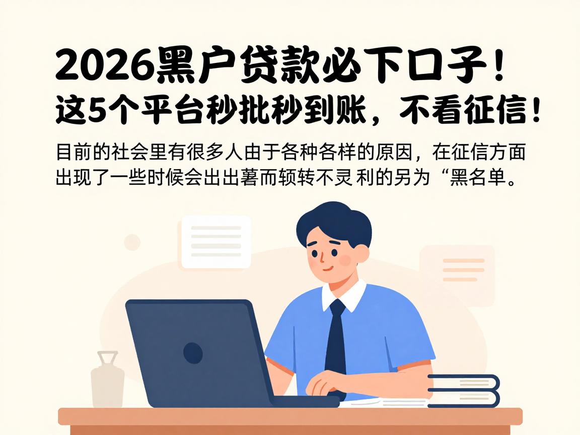 2026黑户贷款必下口子！这5个平台秒批秒到账，不看征信！