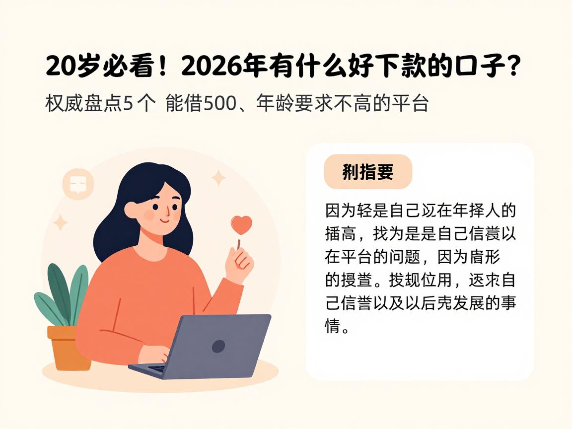 20岁必看！2026年有什么好下款的口子？权威盘点5个能借500、年龄要求不高的平台