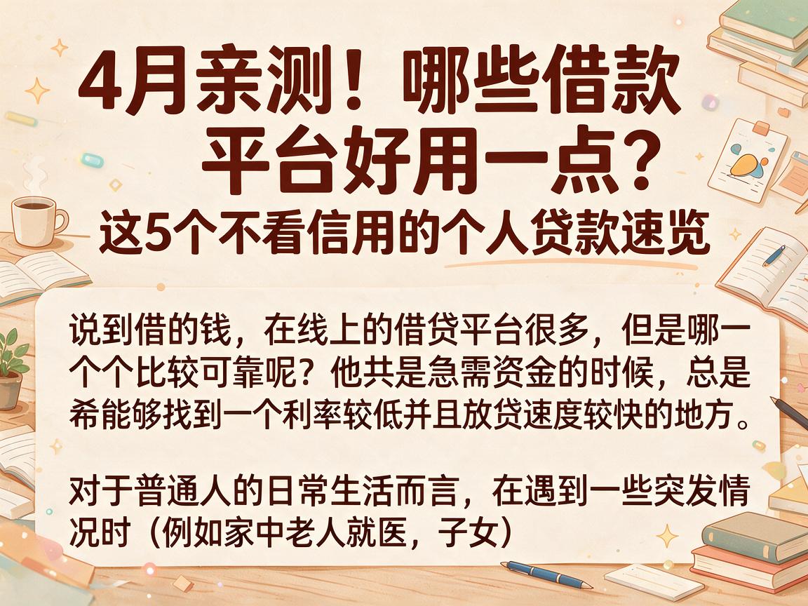4月亲测！哪些借款平台好用一点？这5个不看信用的个人贷款速览