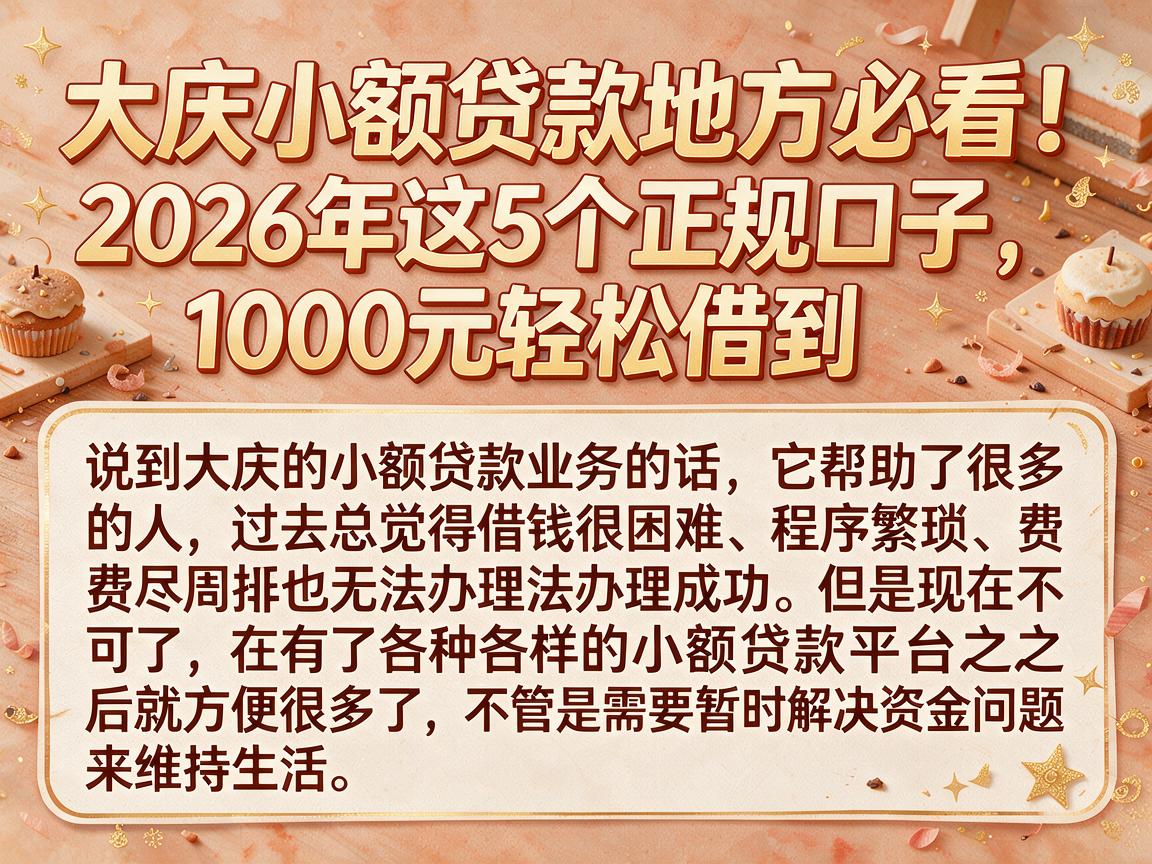 大庆小额贷款地方必看!2026年这5个正规口子,1000元轻松借到