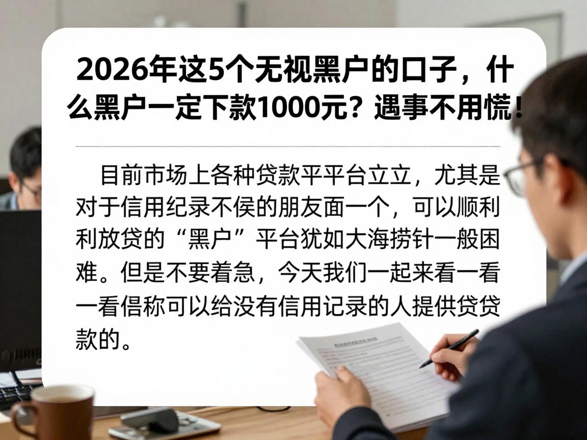 2026年这5个无视黑户的口子,什么黑户一定下款1000元?遇事不用慌!
