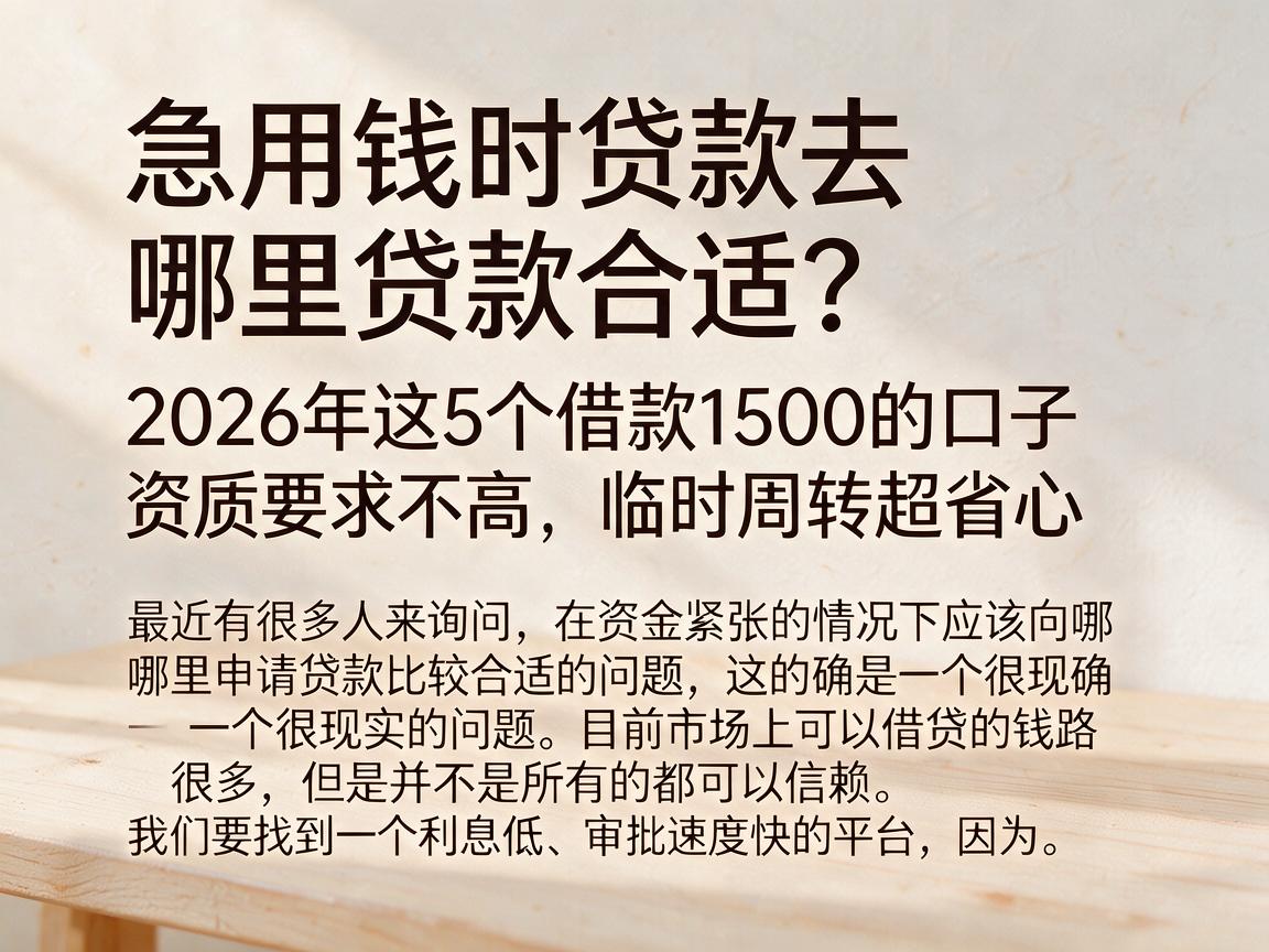 急用钱时贷款去哪里贷款合适？2026年这5个借款1500的口子资质要求不高，临时周转超省心