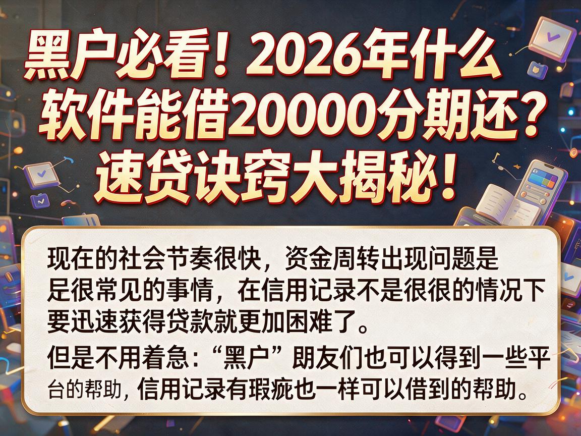 黑户必看!2026年什么软件能借20000分期还?速贷诀窍大揭秘!
