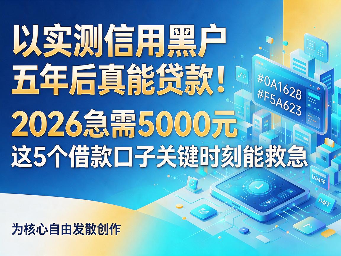 实测信用黑户五年后真能贷款!2026急需5000元这5个借款口子关键时刻能救急