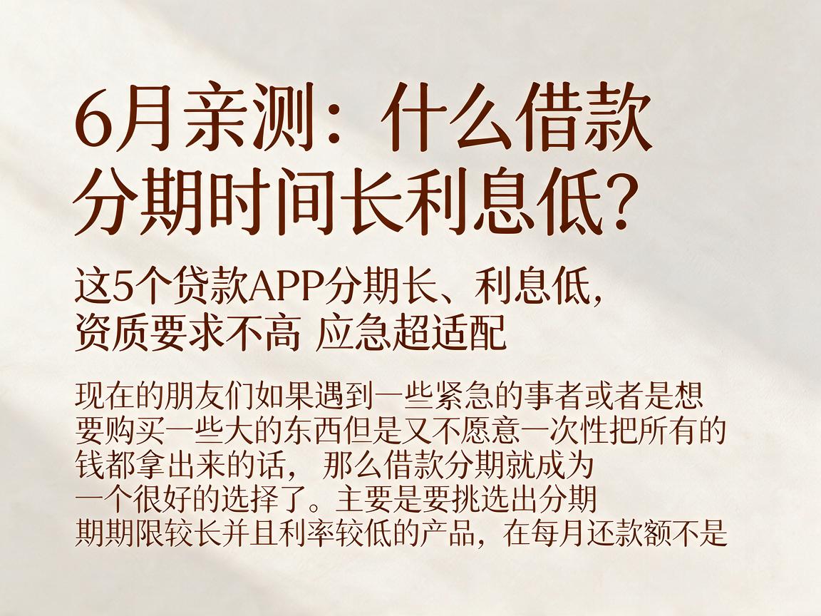 6月亲测：什么借款分期时间长利息低？这5个贷款APP分期长、利息低，资质要求不高应急超适配