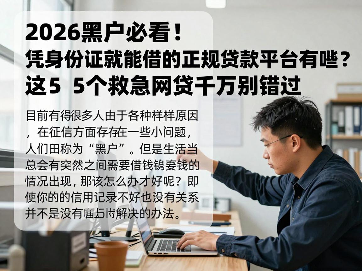 2026黑户必看！凭身份证就能借的正规贷款平台有哪些？这5个救急网贷千万别错过