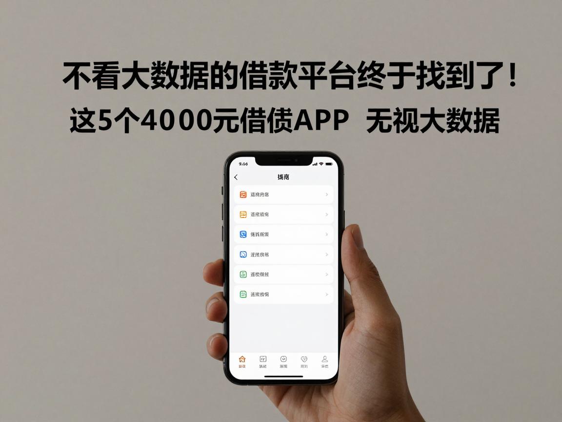 不看大数据的借款平台终于找到了！2026最新出炉，这5个4000元借款APP直接无视大数据