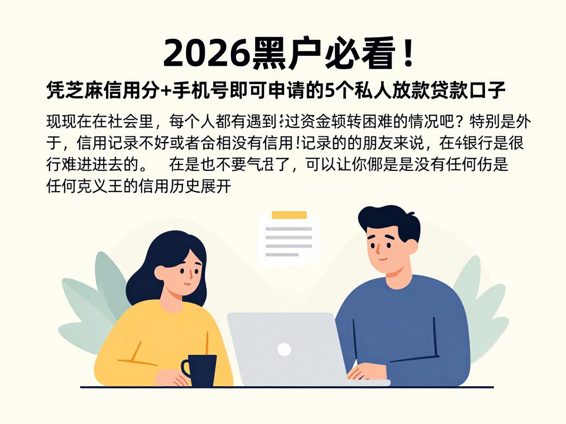 2026黑户必看！凭芝麻信用分+手机号即可申请的5个私人放款贷款口子