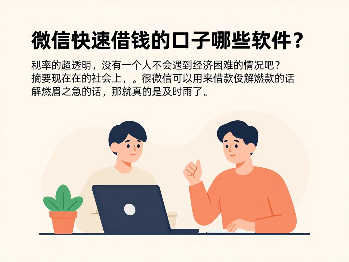 微信快速借钱的口子有哪些软件?这5个无视征信马上下款的平台利率超透明