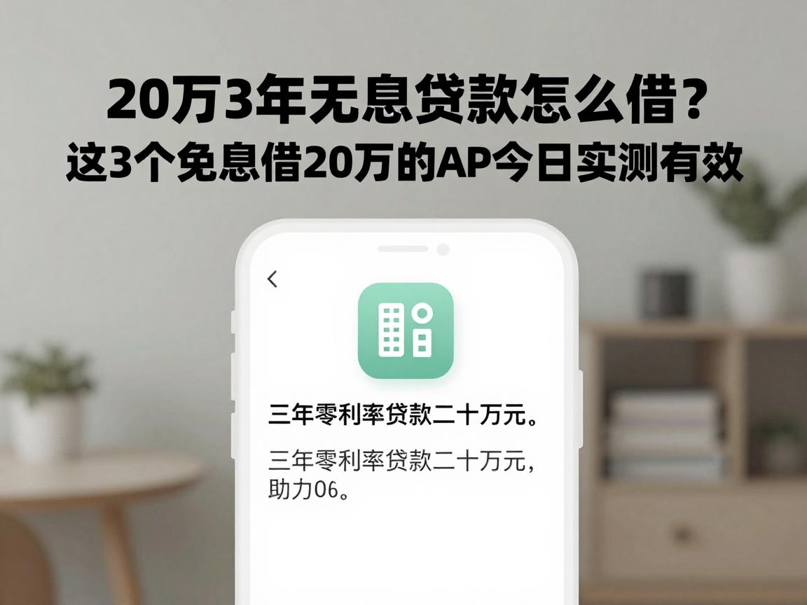 20万3年无息贷款怎么借？这3个免息借20万的APP今日实测有效