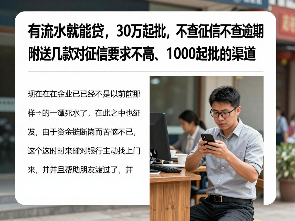 有流水就能贷,30万起批,不查征信不查逾期!附送几款对征信要求不高、1000起批的渠道
