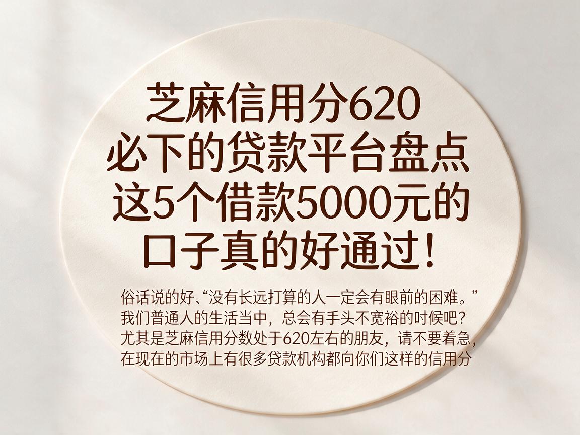 芝麻信用分620必下的贷款平台盘点,这5个借款5000元的口子真的好通过!