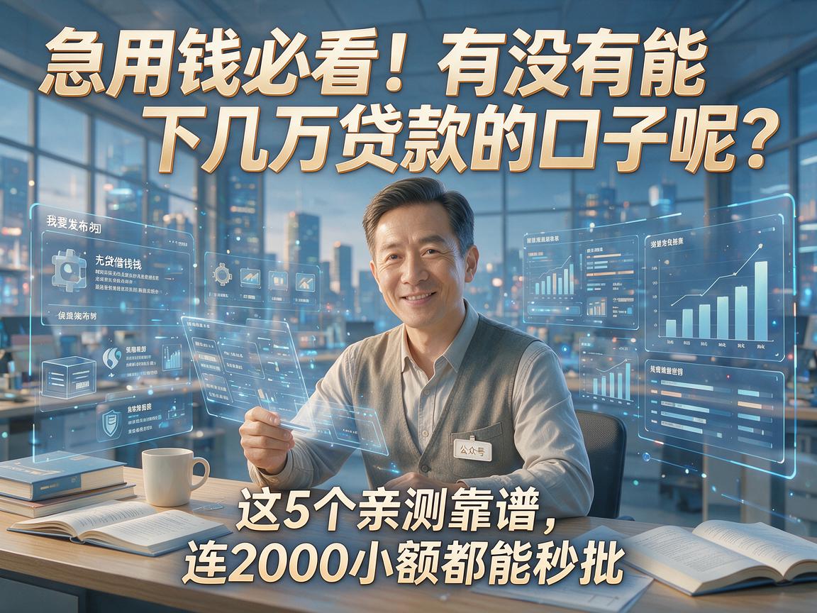 急用钱必看!有没有能下几万贷款的口子呢?这5个亲测靠谱,连2000小额都能秒批
