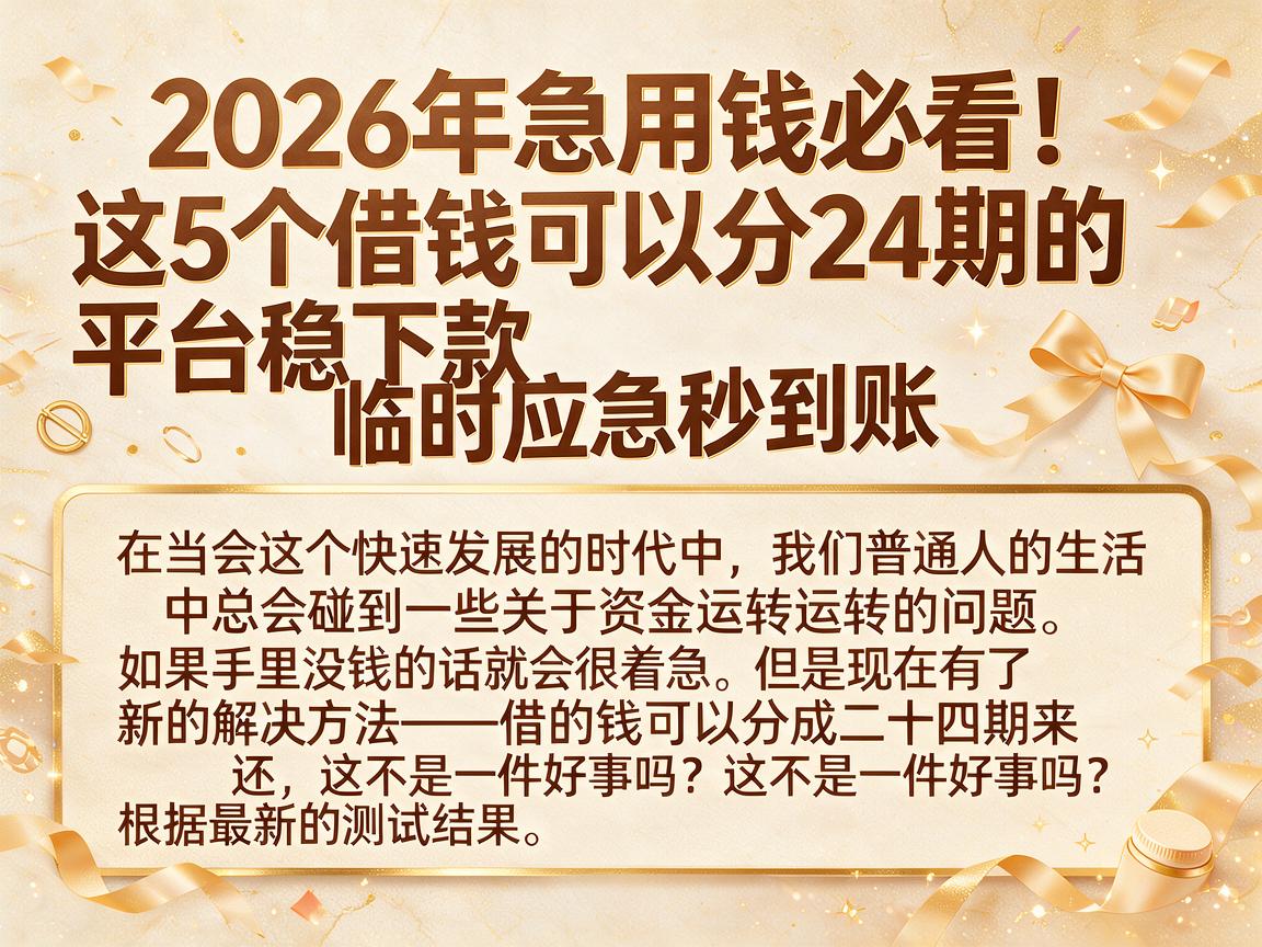 2026年急用钱必看!这5个借钱可以分24期的平台稳下款,临时应急秒到账