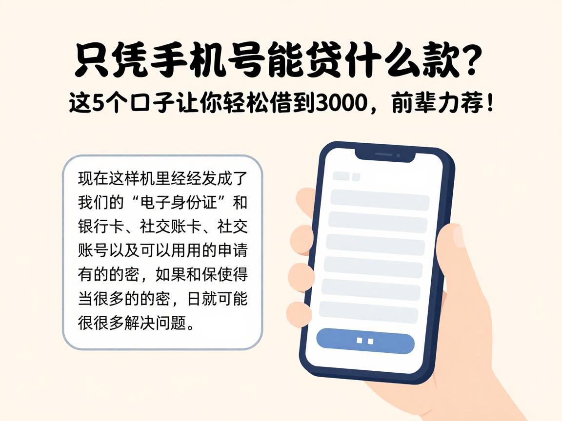 只凭手机号能贷什么款？这5个口子让你轻松借到3000，前辈力荐！