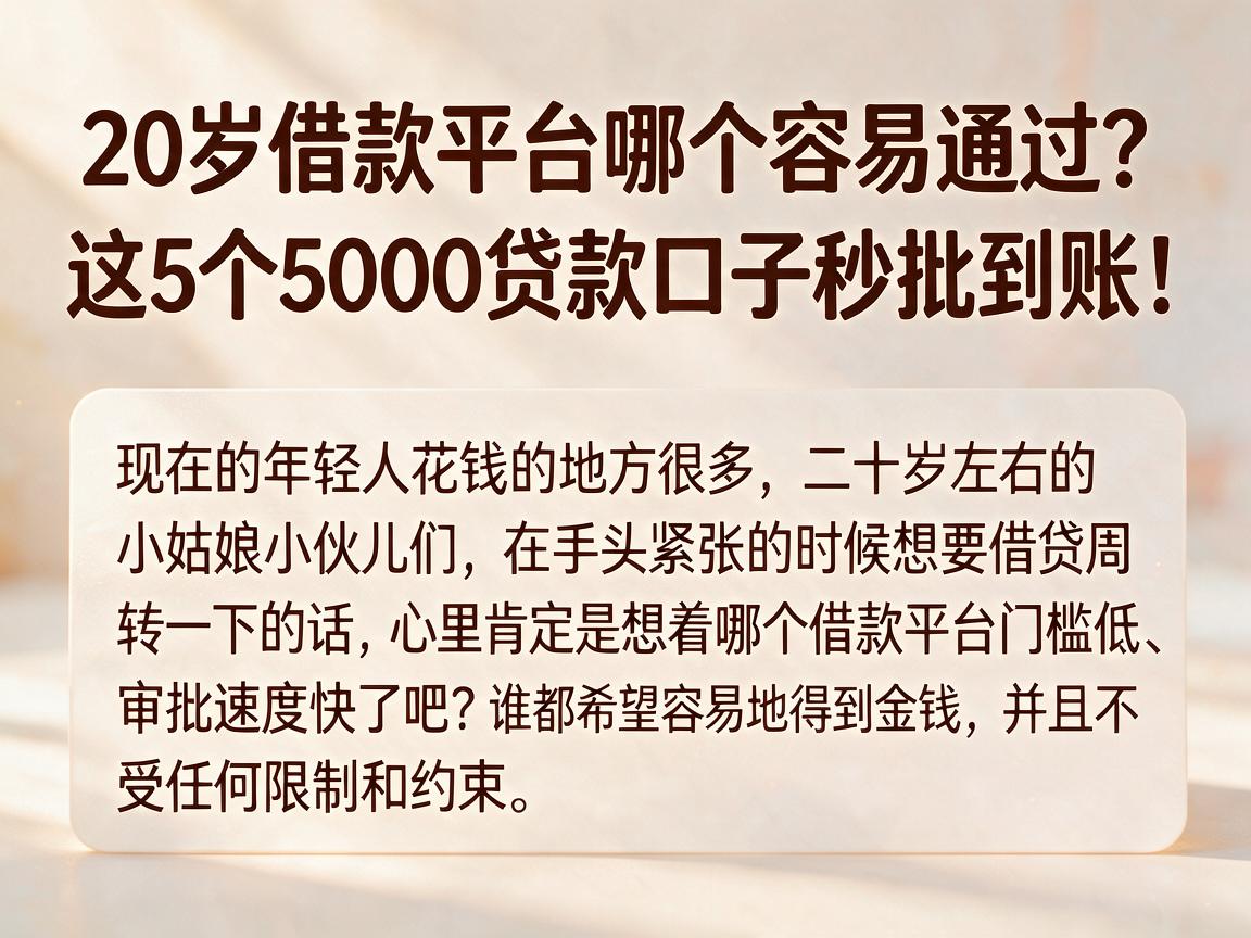 20岁借款平台哪个容易通过？这5个5000贷款口子秒批到账！