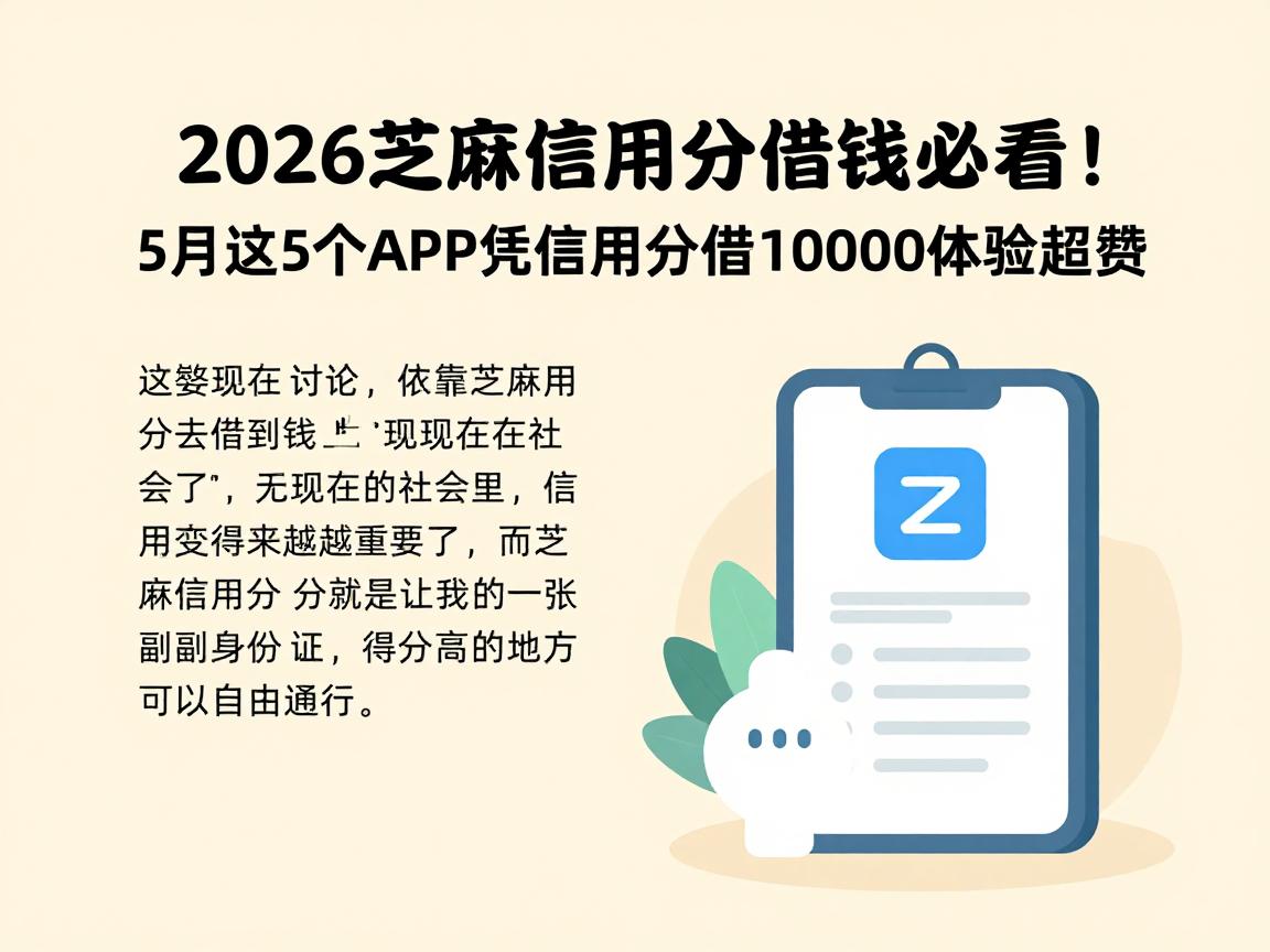 2026芝麻信用分借钱必看！5月这5个APP凭信用分借10000体验超赞