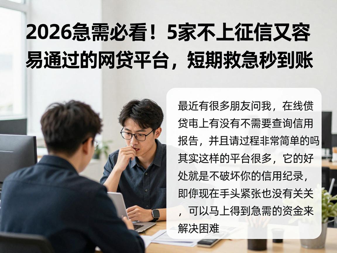 2026急需必看!5家不上征信又容易通过的网贷平台,短期救急秒到账