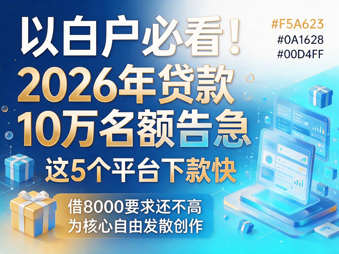 白户必看！2026年贷款10万名额告急，这5个平台下款快，借8000要求还不高