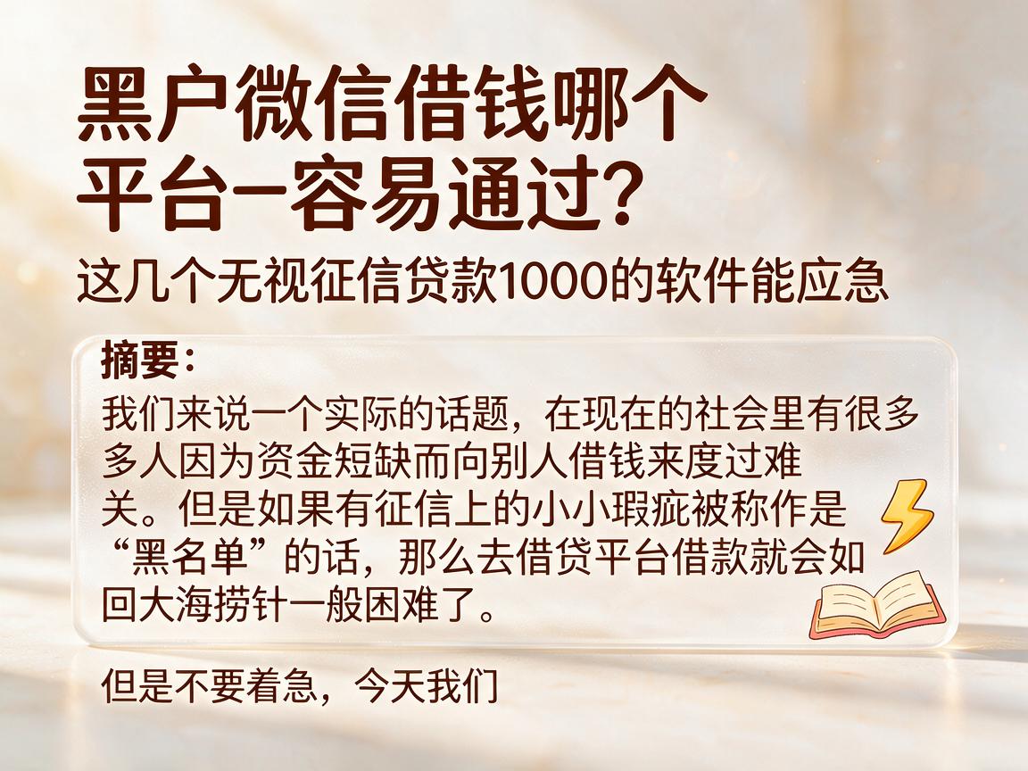 黑户微信借钱哪个平台容易通过?这几个无视征信贷款1000的软件能应急