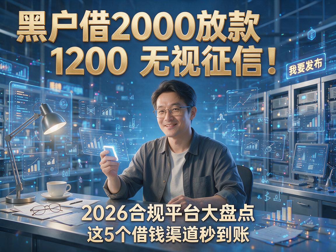 黑户借2000放款1200无视征信！2026合规平台大盘点，这5个借钱渠道秒到账