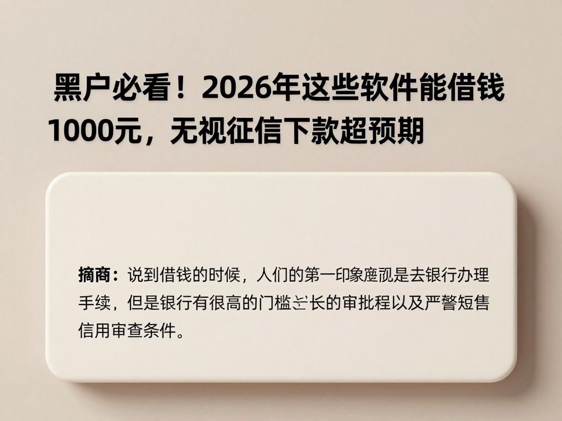 黑户必看！2026年这些软件能借钱1000元，无视征信下款超预期