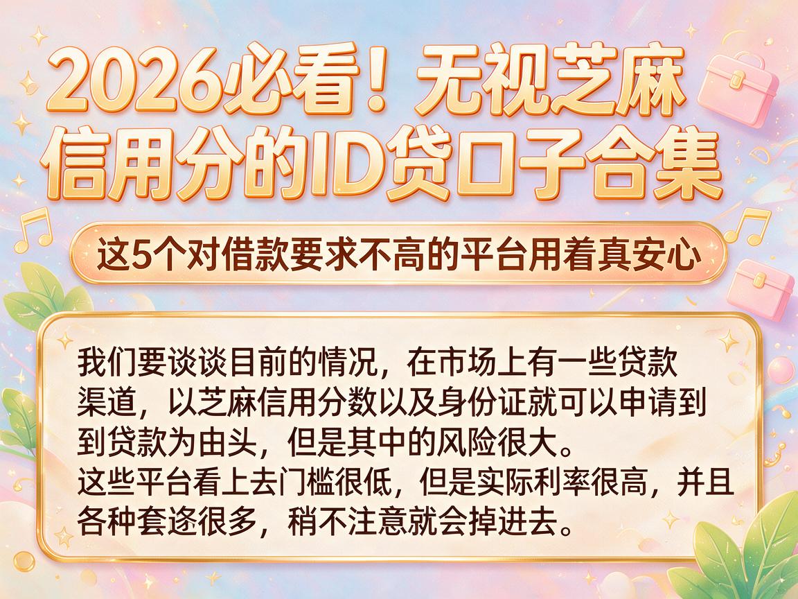 2026必看!无视芝麻信用分的ID贷口子合集,这5个对借款要求不高的平台用着真安心