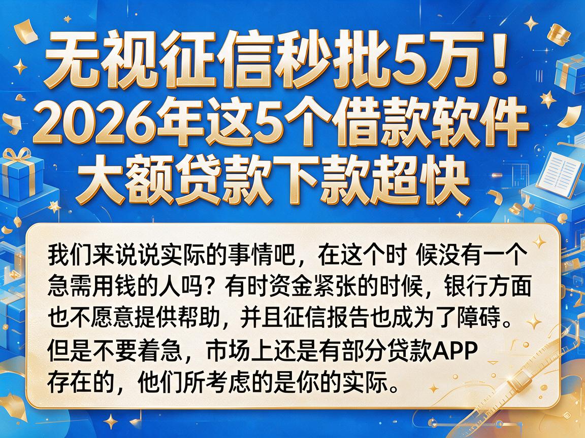无视征信秒批5万!2026年这5个借款软件大额贷款下款超快