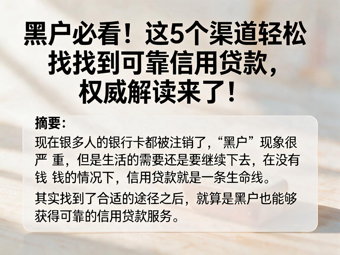 黑户必看!这5个渠道轻松找到可靠信用贷款,权威解读来了!