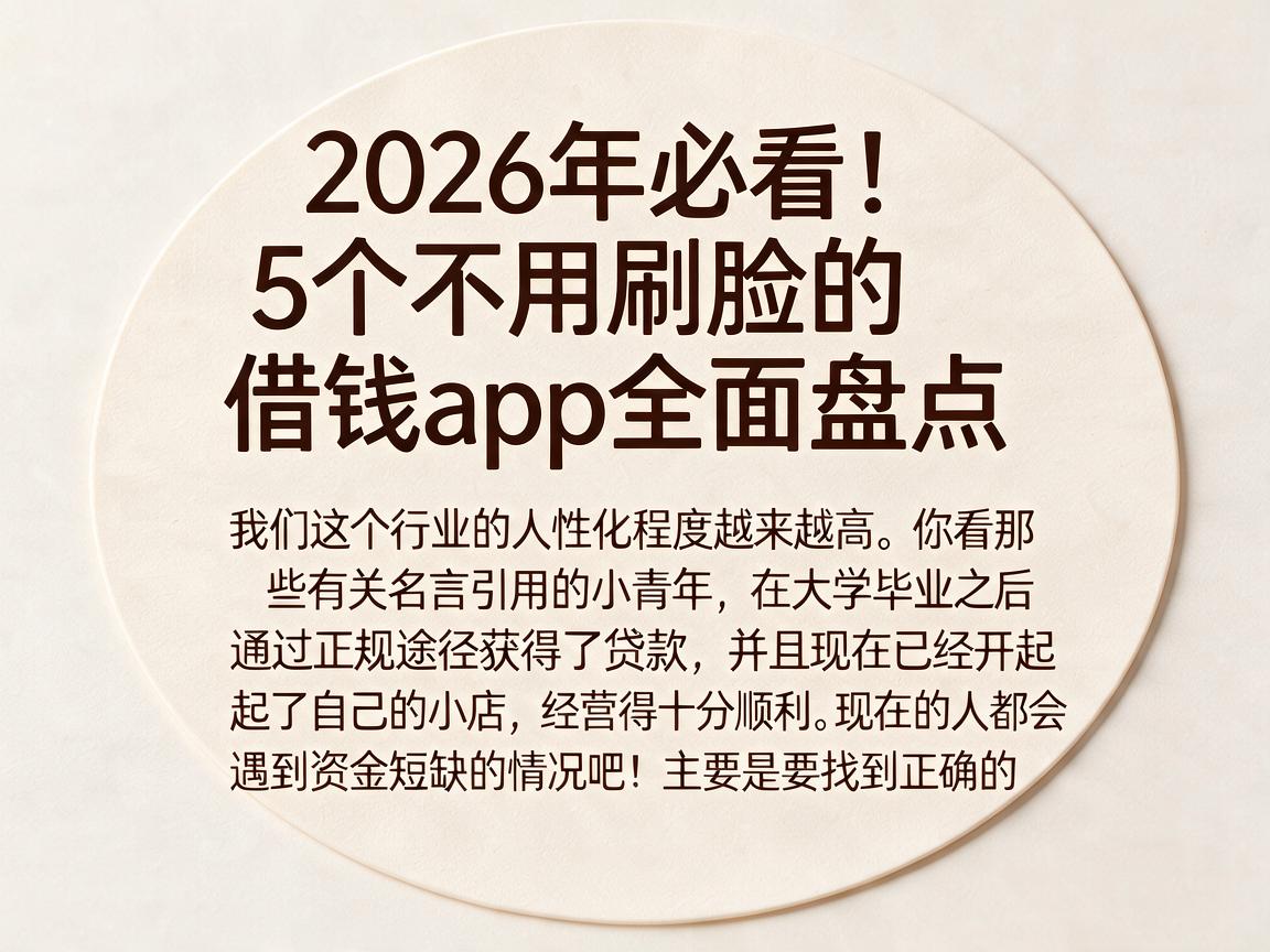 2026年必看！5个不用刷脸的借钱app全面盘点