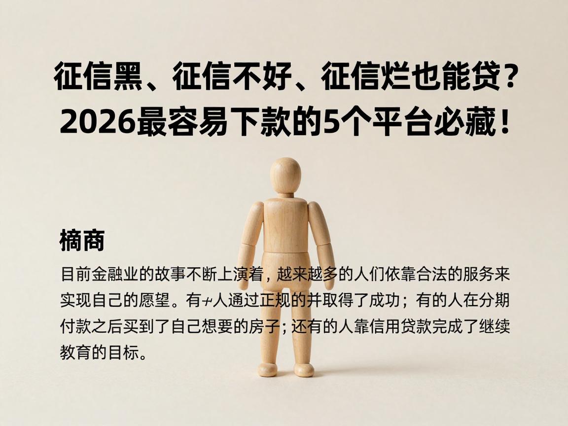 征信黑、征信不好、征信烂也能贷?2026最容易下款的5个平台必藏!