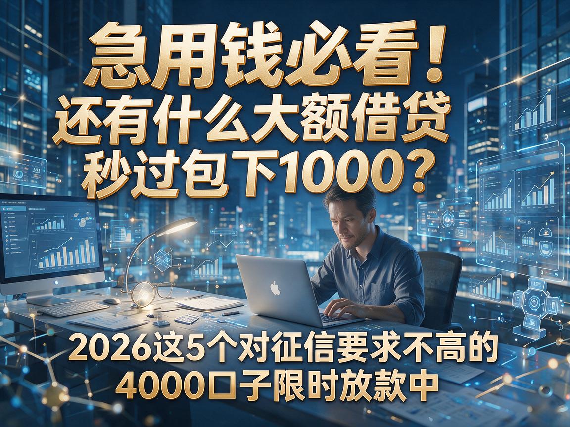 急用钱必看!还有什么大额借贷秒过包下1000?2026这5个对征信要求不高的4000口子限时放款中
