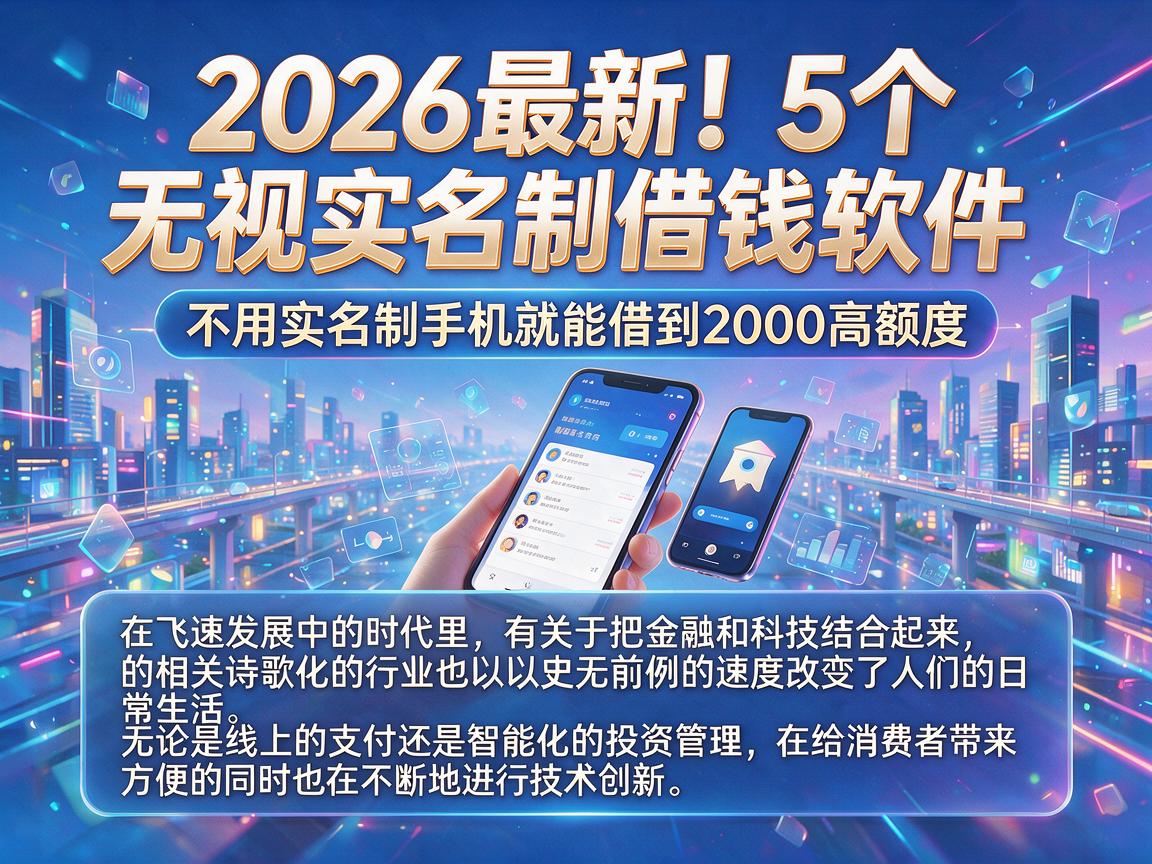 2026最新!5个无视实名制借钱软件,不用实名制手机就能借到2000高额度