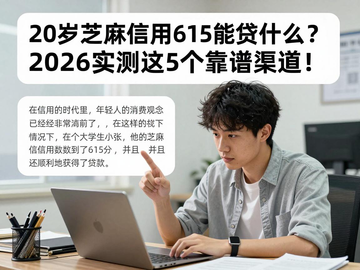 20岁芝麻信用615能贷什么?2026实测这5个靠谱渠道!