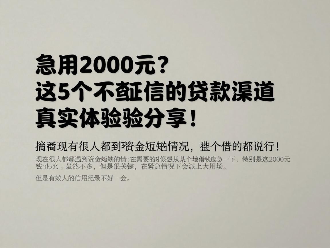 急用2000元？这5个不查征信的贷款渠道真实体验分享，借过的都说行！