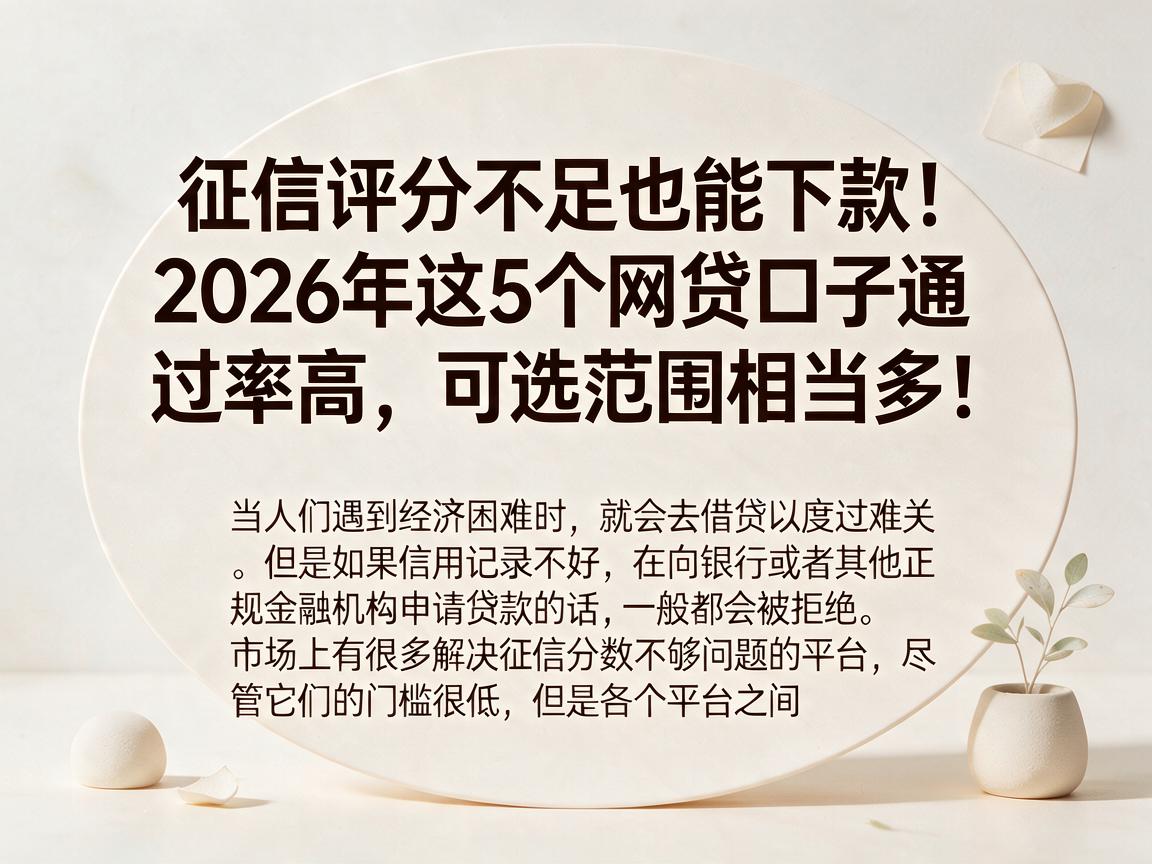 征信评分不足也能下款!2026年这5个网贷口子通过率高,可选范围相当多!
