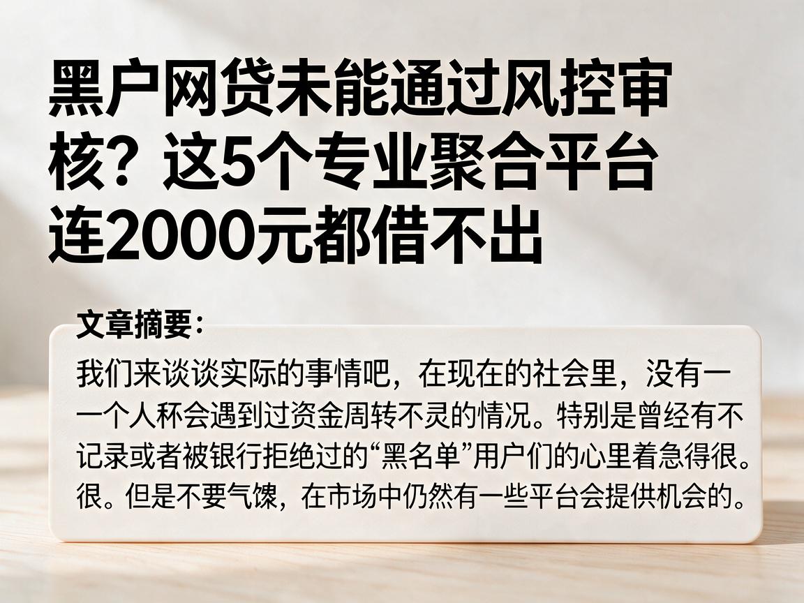 黑户网贷未能通过风控审核?这5个专业聚合平台连2000元都借不出