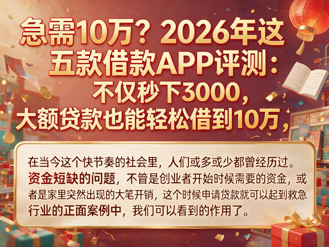 急需10万?2026年这五款借款APP评测:不仅秒下3000,大额贷款也能轻松借到10万