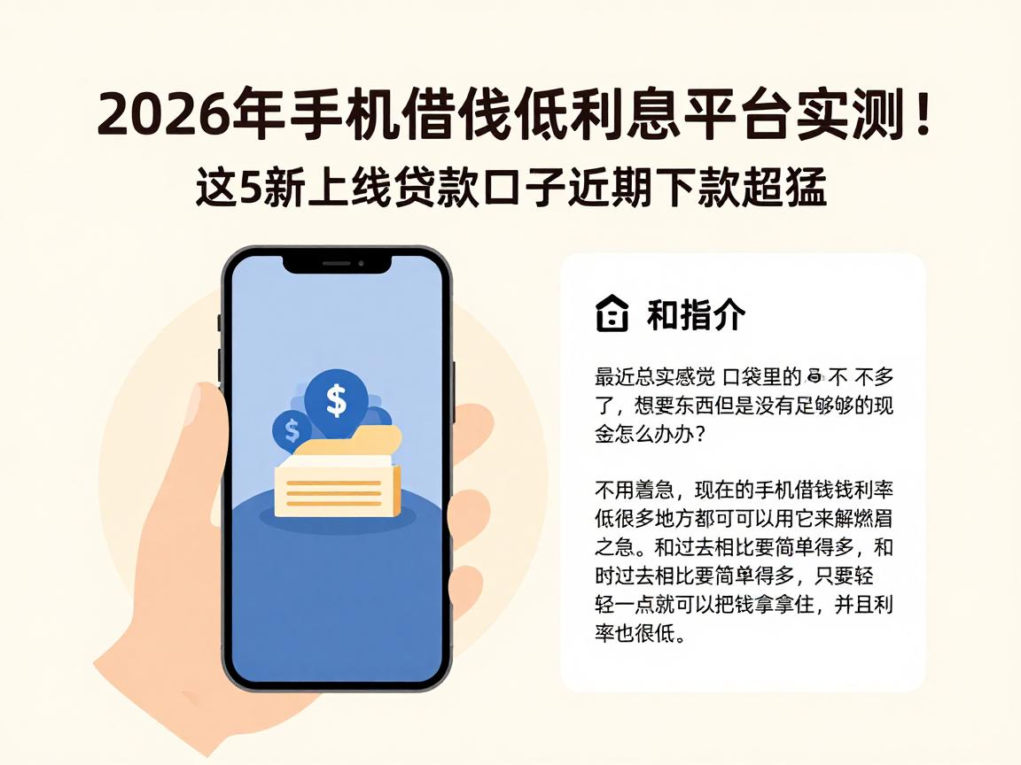 2026年手机借钱低利息平台实测!这5家新上线贷款口子近期下款超猛